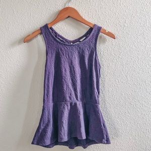 Free People Dusty Purple Lace Peplum Macrame Top